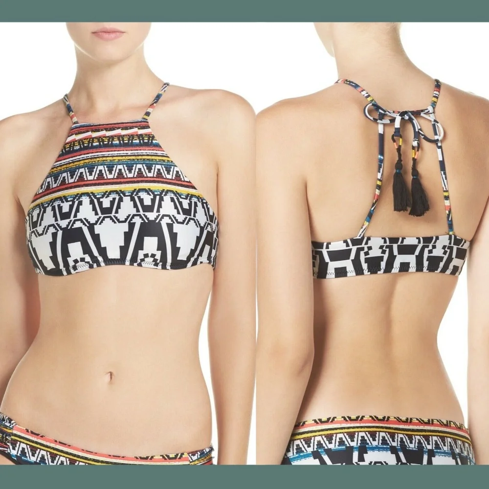 NWT $68 Becca Primitive Journey High Neck Bikini Top [SZ Large‎ ]